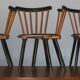 Set of 4 dining chairs with splayed legs and navy blue seat covers, 1960s