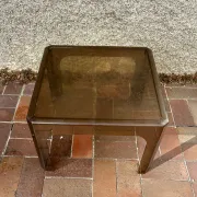 1970s occasional coffee table in smoked Plexiglas by Prisunic