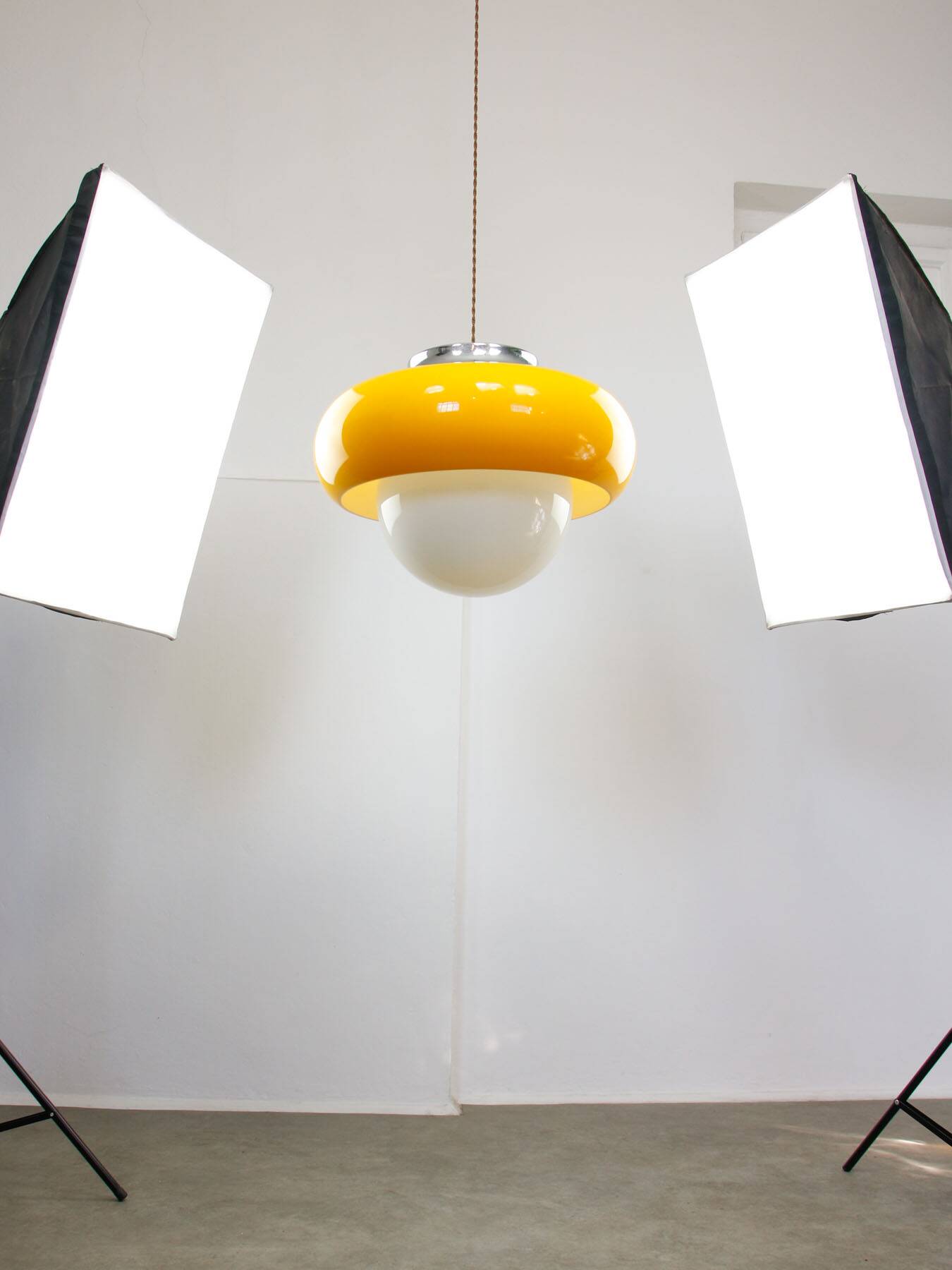 Large Space Age Model Best Pendant from Guzzini in Yellow, 1970s