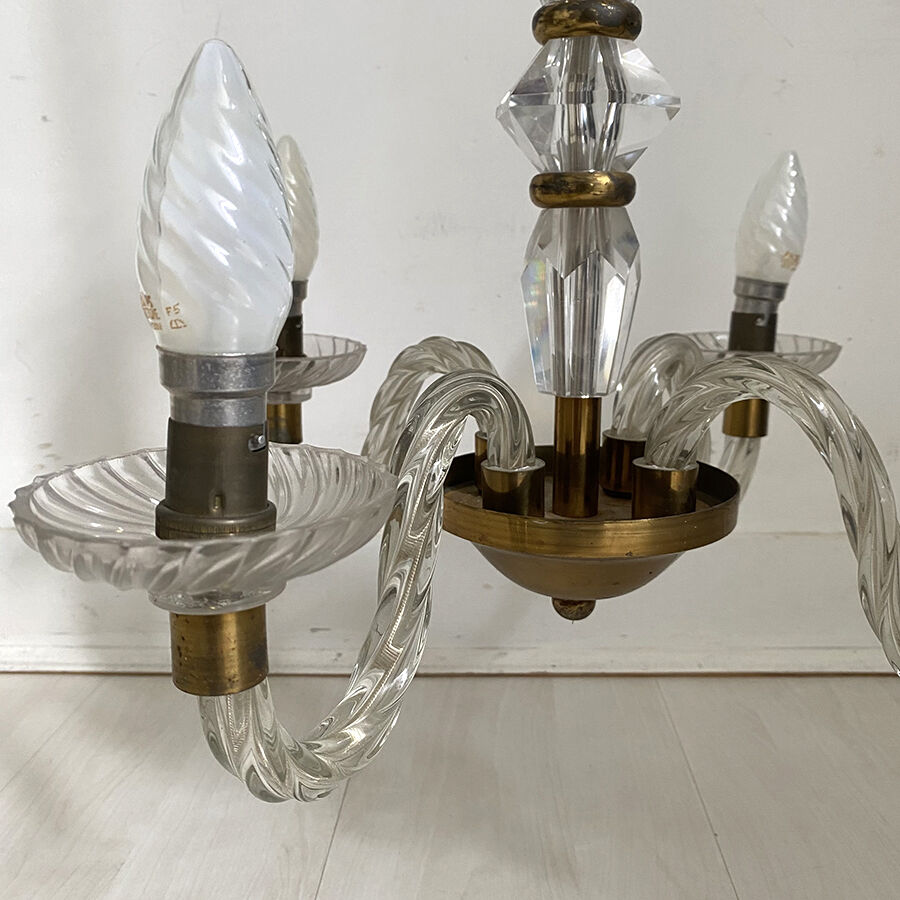 50's vintage glass and brass suspension