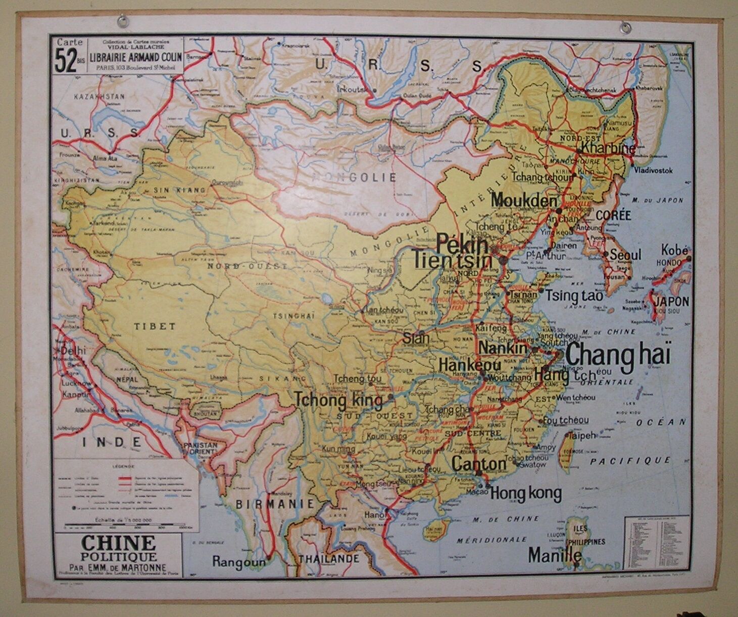 Vidal Lablache school card n°52 bis "Political China" at Armand Colin