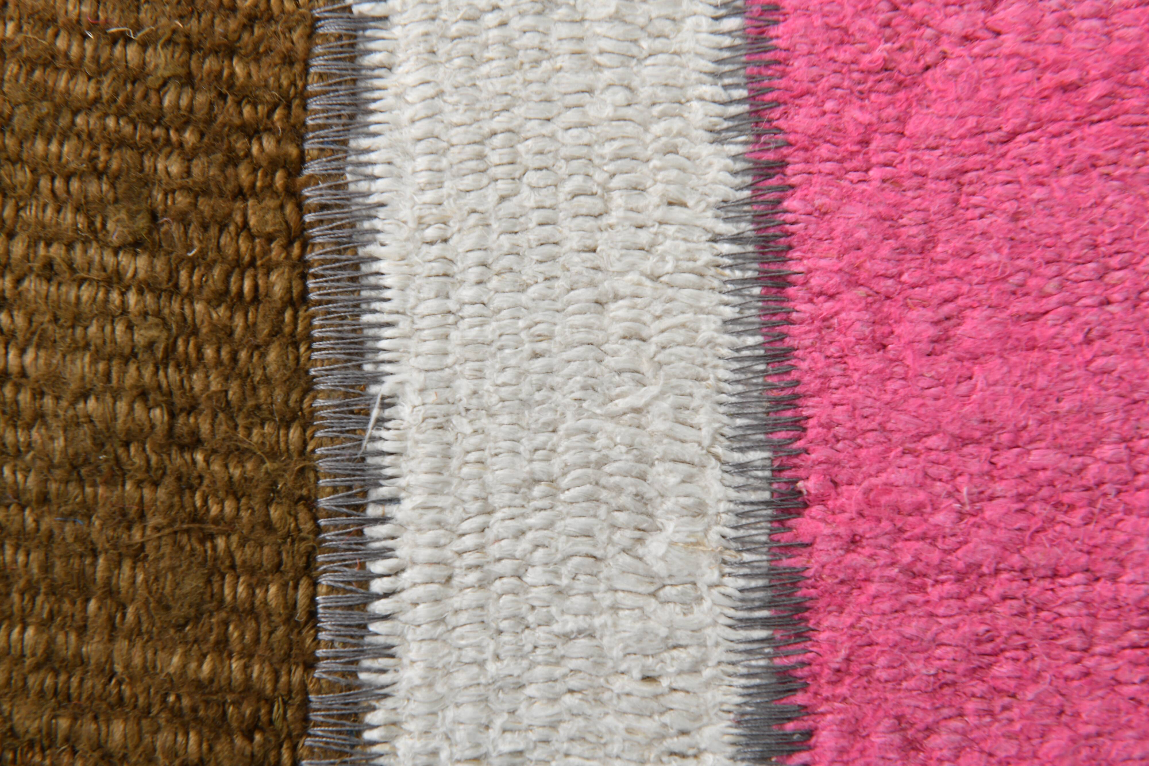 2x5 Pink & Blue Contemporary Kilim Runner Rug, 68x155Cm