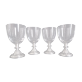 Set of 4 fine crystal glasses on foot in Tin from the Manoir Paris France