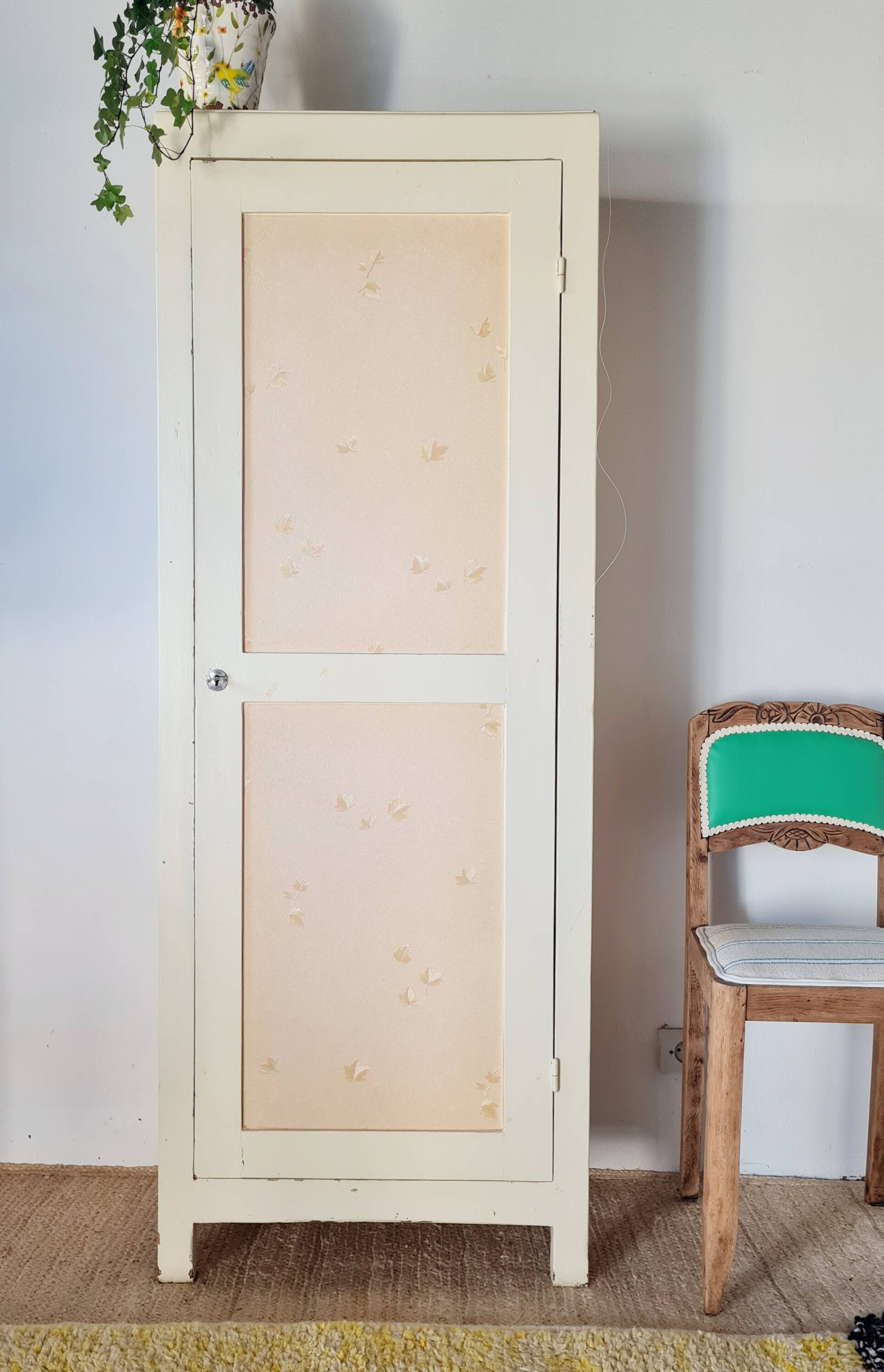 Antique Parisian bonnetière with a patina – vintage narrow wardrobe