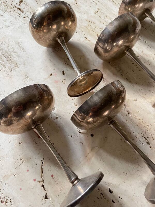 8 coupes à glace plaqué argent, italie
