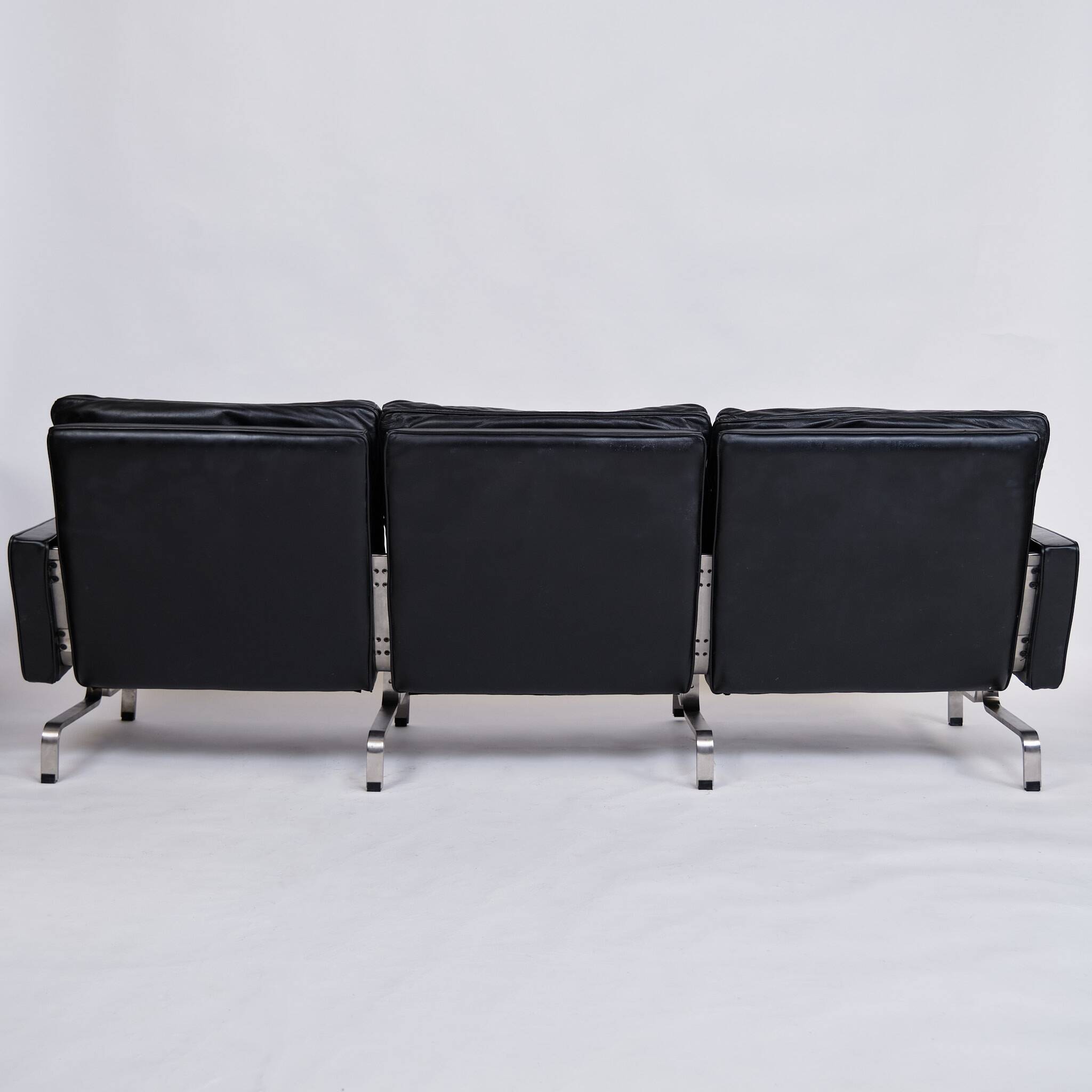 PK31 sofa - 3-seater - black leather - Poul Kjærholm - E. Kold Christensen - 1960s
