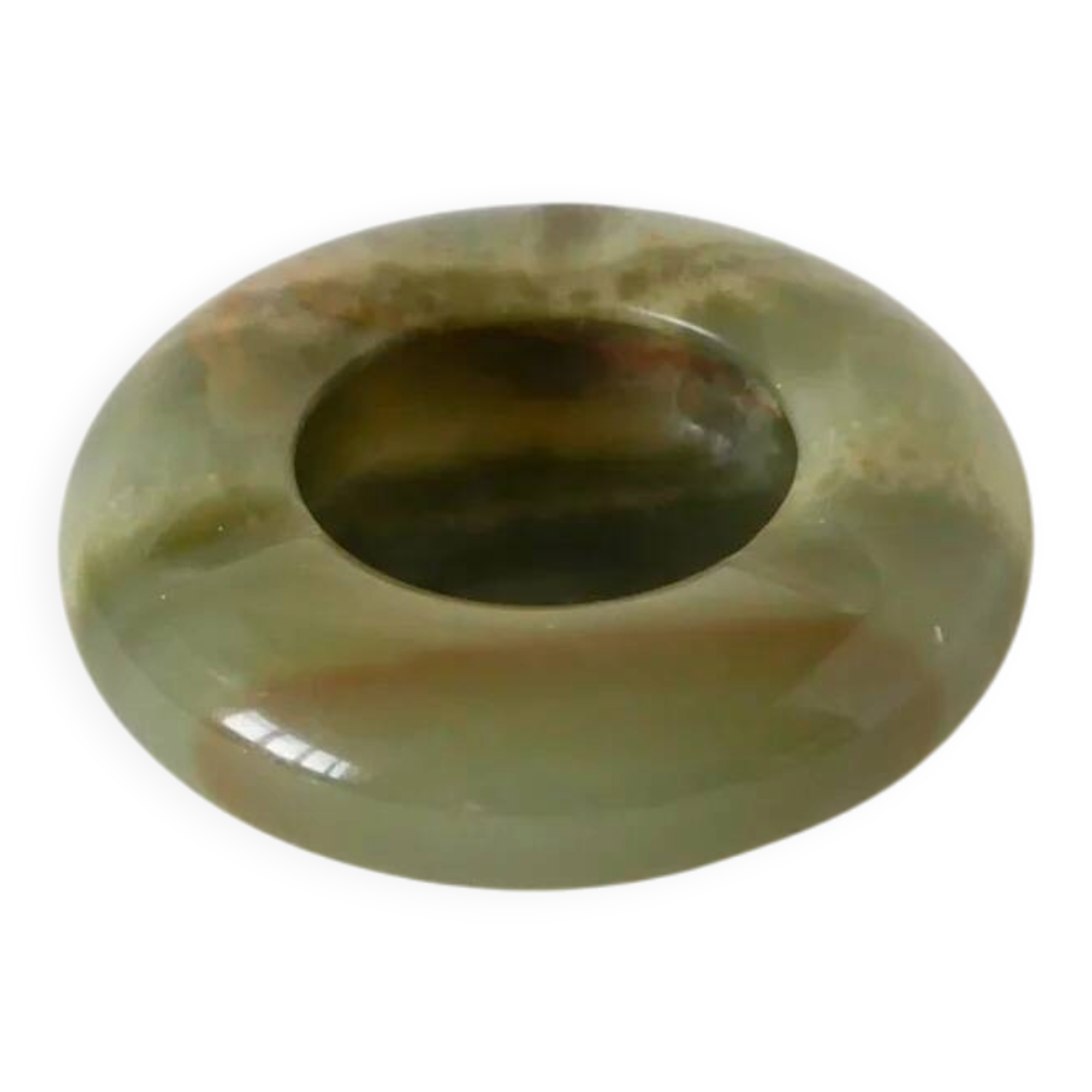Vide-poche en onyx, forme ronde, vert, design, 1970 - 10 x 10 cm
