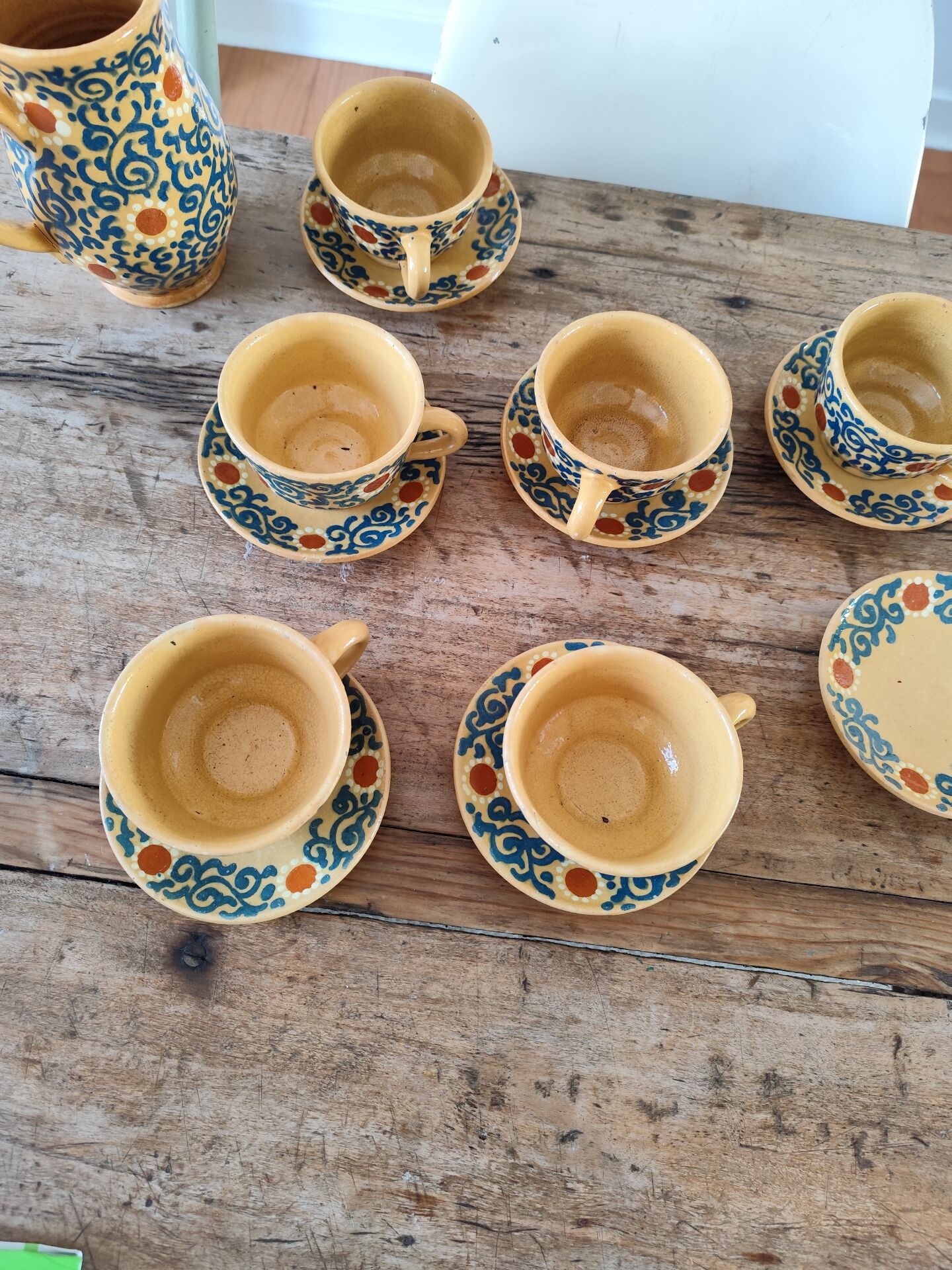 Vintage coffee service in handmade ceramic
