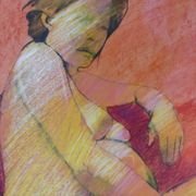 Tableau Pastel Claude Blanc-Brude (born in 1932) "Maternity"
