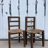 Paire de chaises en bois brut