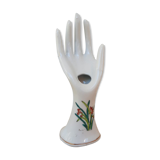 Hand baguier soliflore ceramic white vintage flowers