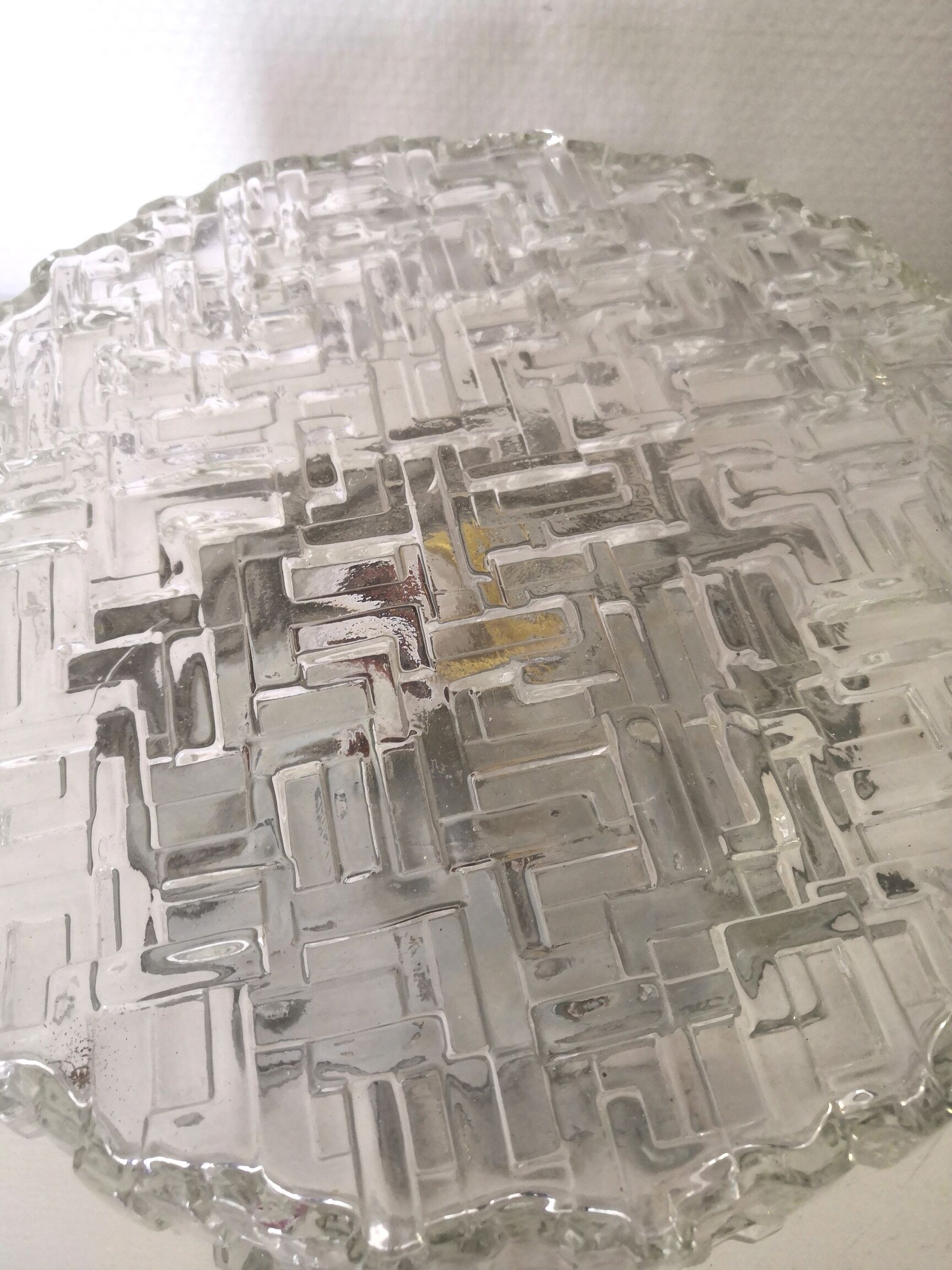 Ceiling lamp or vintage glass wall lamp work made in Italy design 70s