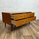 Scandinavian 4-drawer bass chest of drawers signed Clausen & Son vintage teak, 60s