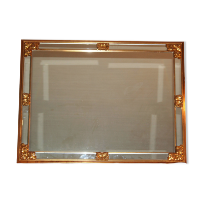 Grand miroir a parclose en bois doré année 60