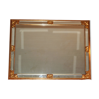 Large beaded mirror in gilded wood from the 60s