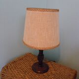 Wooden Desk Lamp with Geometric Design and Fabric Shade, France