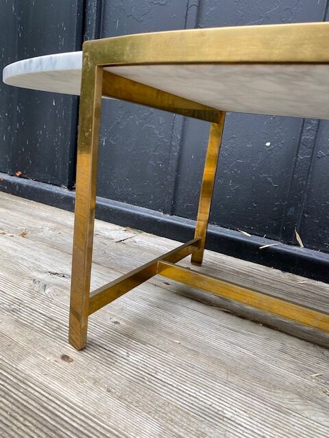 Coffee table carrara marble/solid brass 1960