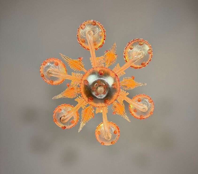 Lustre vénitien en verre de Murano, vers 1940