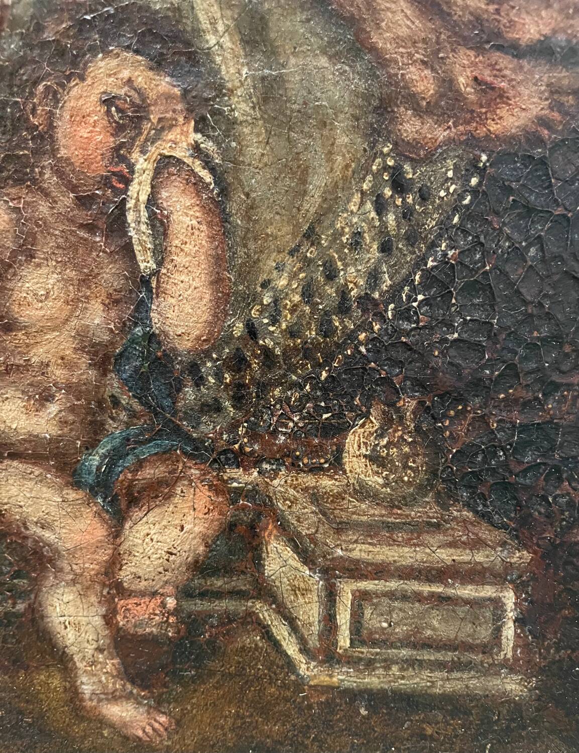 Ancient painting Pieta or Virgin of the Angustias of Granada 17th century