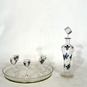 Italian Art Nouveau glass liquor set from 1920s