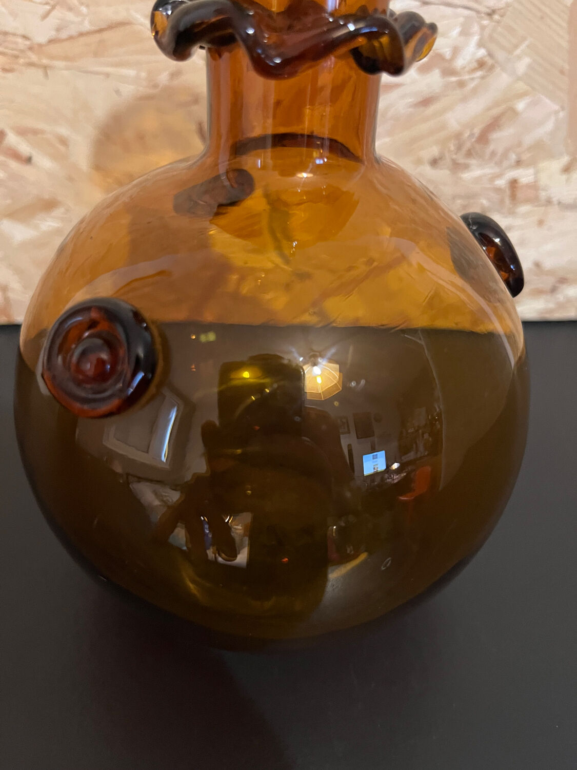 Amber blown glass vase