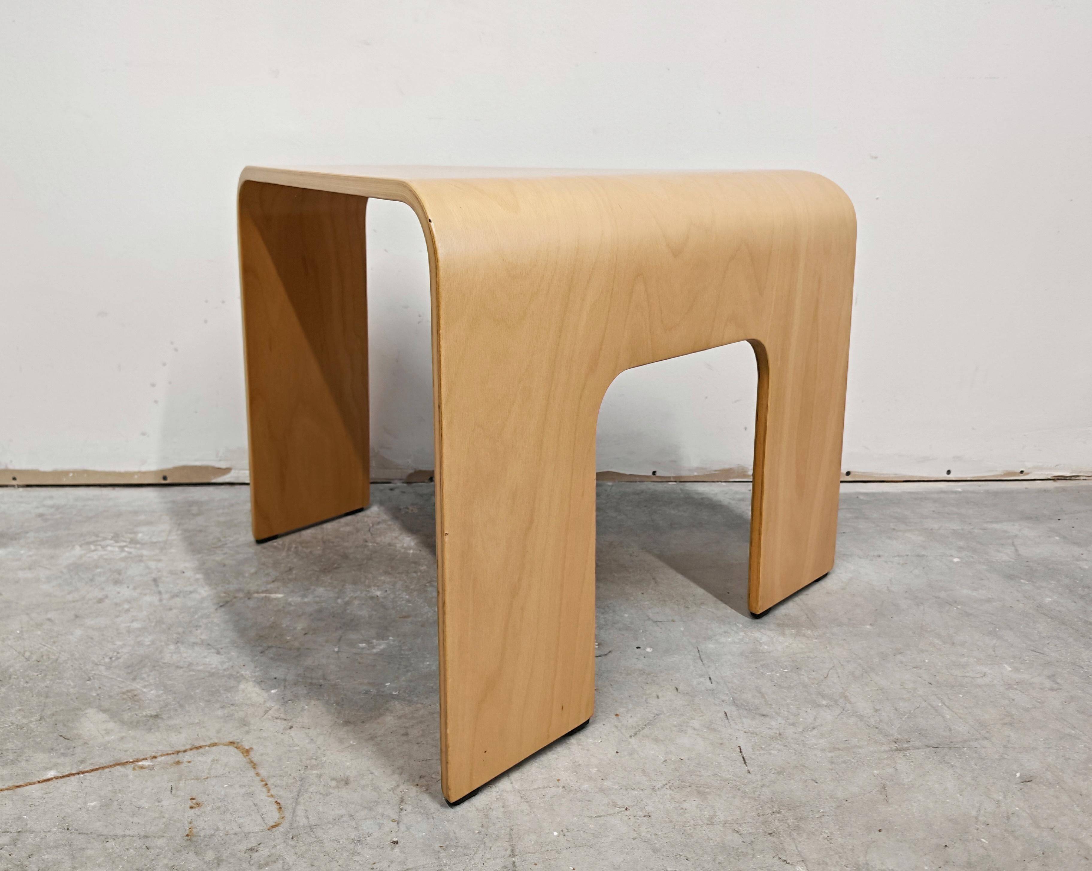 Postmodern side table made of beech plywood by Ekornes Stressless from the 1980s.