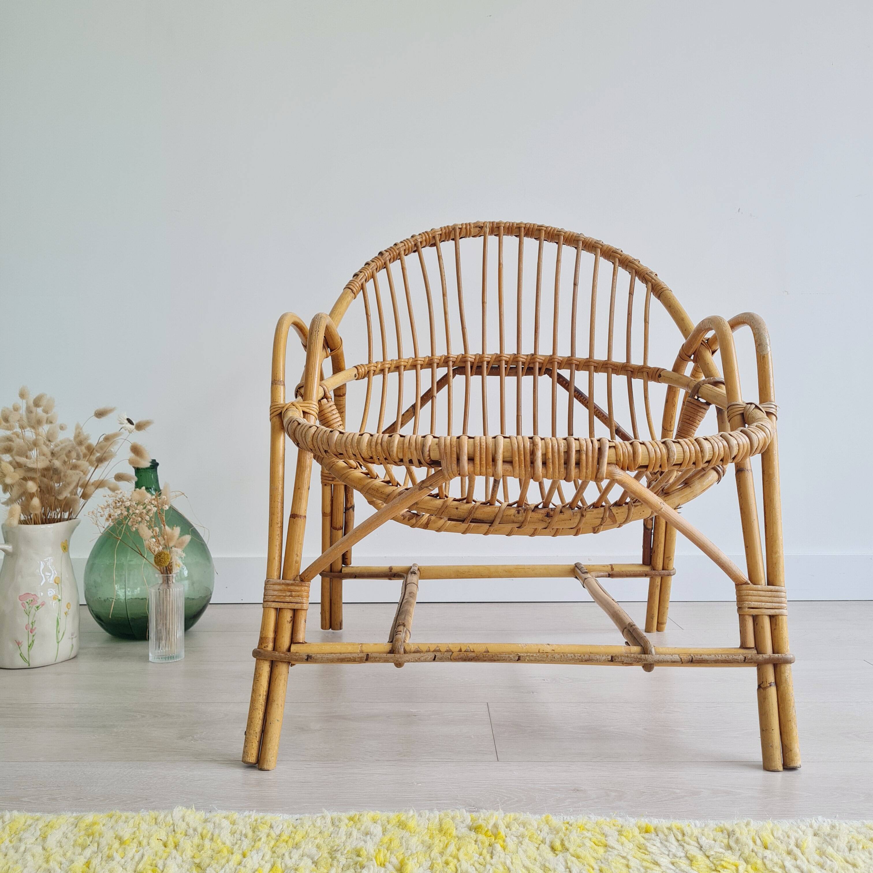 Rattan basket armchair, 1960s