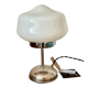 White opaline lamp with silver metal.