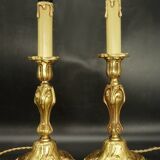 Pair of Louis XV style lamp bases from Lucien GAU - bronze