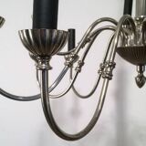 Neoclassical style chandelier in silver-plated metal with 12 lights