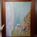 Large seascape cliffs oil on panel framed Paul RUBEN (1882-19