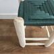 Tabouret marocain beldi en nylon vert émeraude et bois