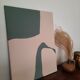 Tableau abstrait beige et vert de gris