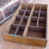 Old storage box bin with compartments