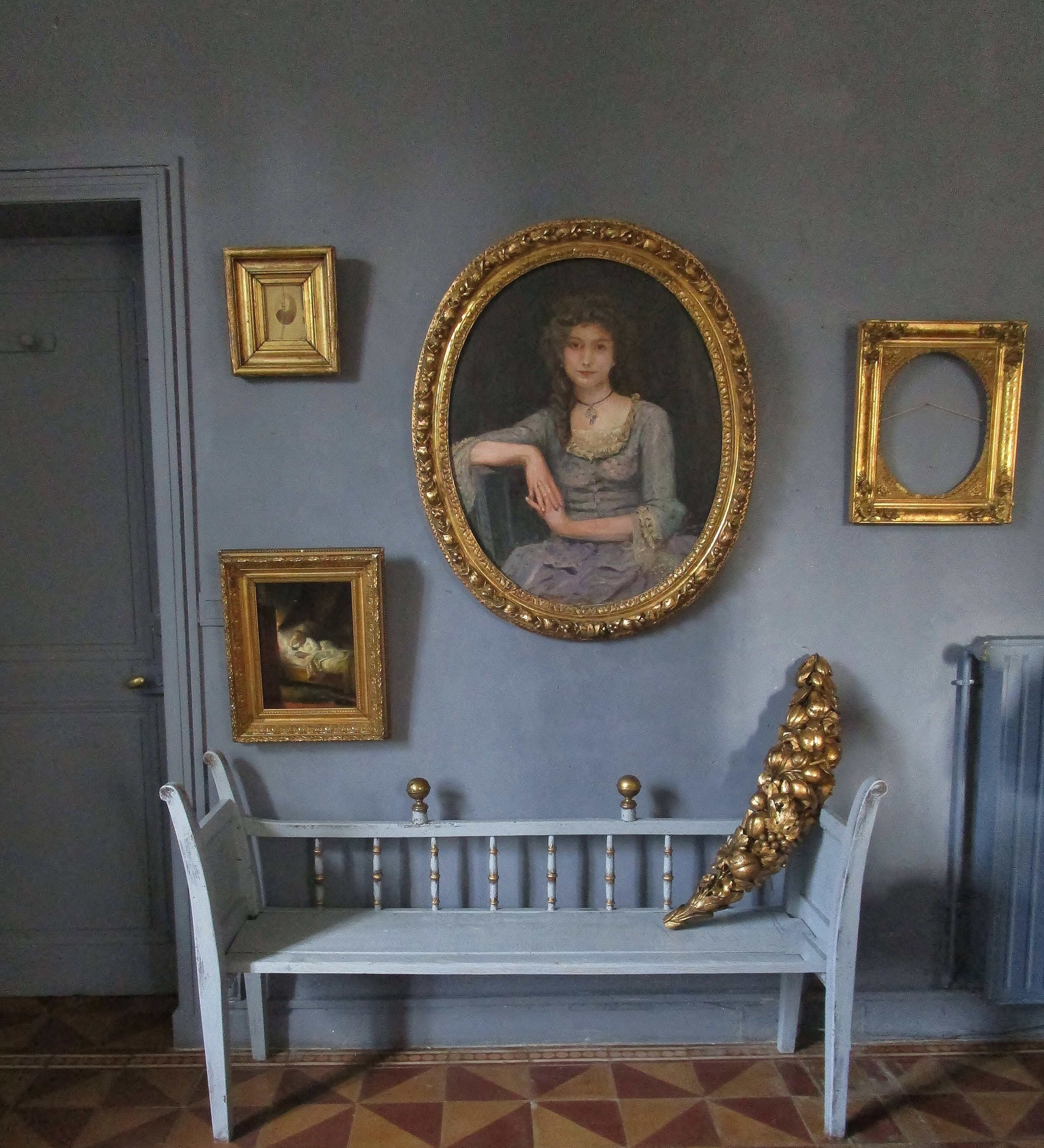 English oak bench 3 places XIX