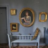 Banc anglais bois de chêne 3 places XIX