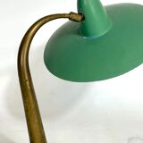 Mid-cenrury Italian Modern brass and green lacquer table lamp from 50s