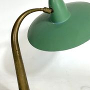 Mid-cenrury Italian Modern brass and green lacquer table lamp from 50s