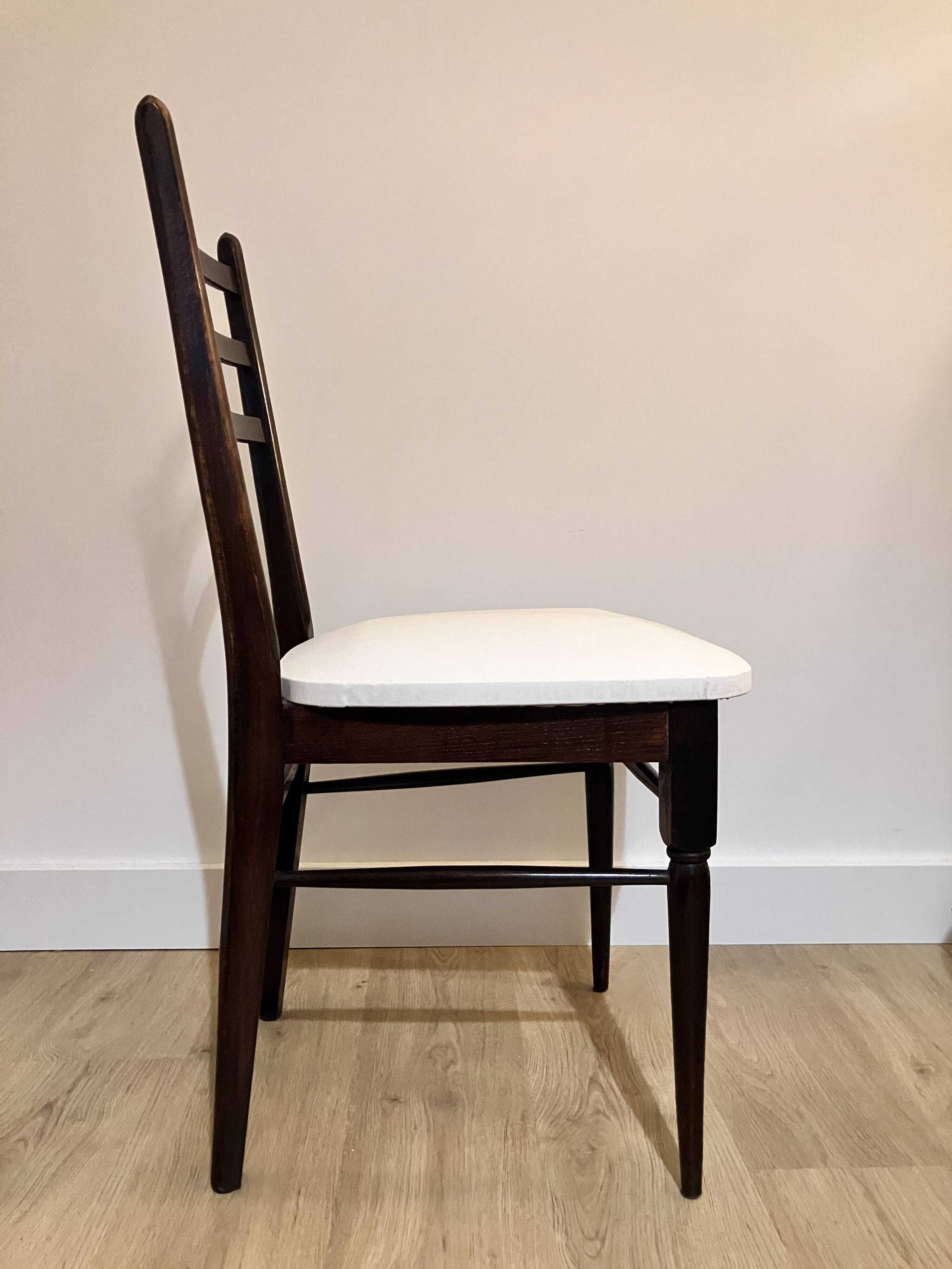 Lot de 5 chaises bois et Skaï blanc