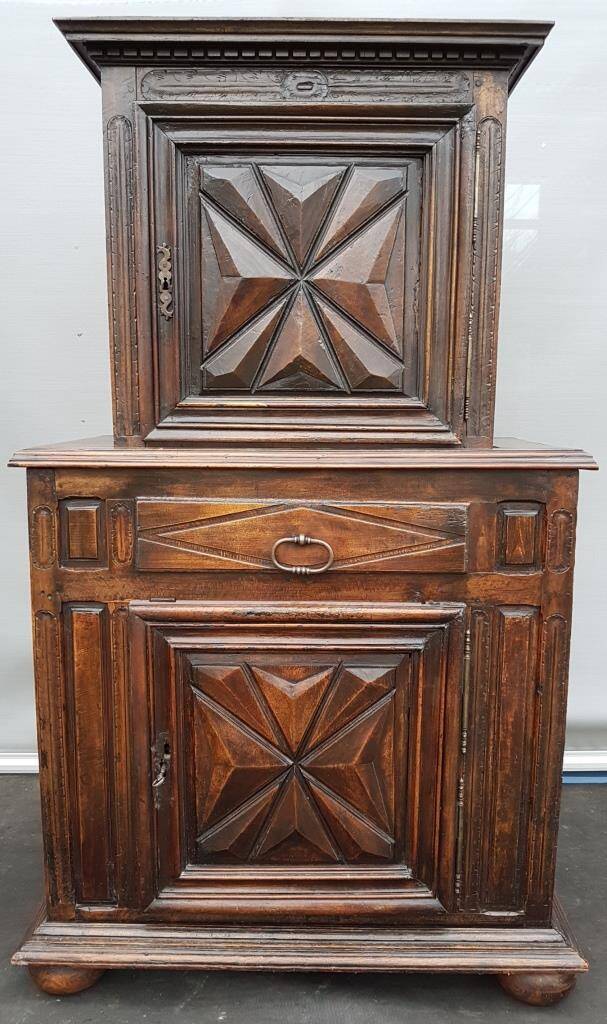 Louis XIII style two-piece recessed high wardrobe