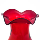 Red Silesia Rustica vase, designed by L. Fiedorowicz, HSG Ząbkowice, 1960s