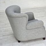 1950s, Danish relax chair by Fritz Hansen, model 1518, grey furniture wool.