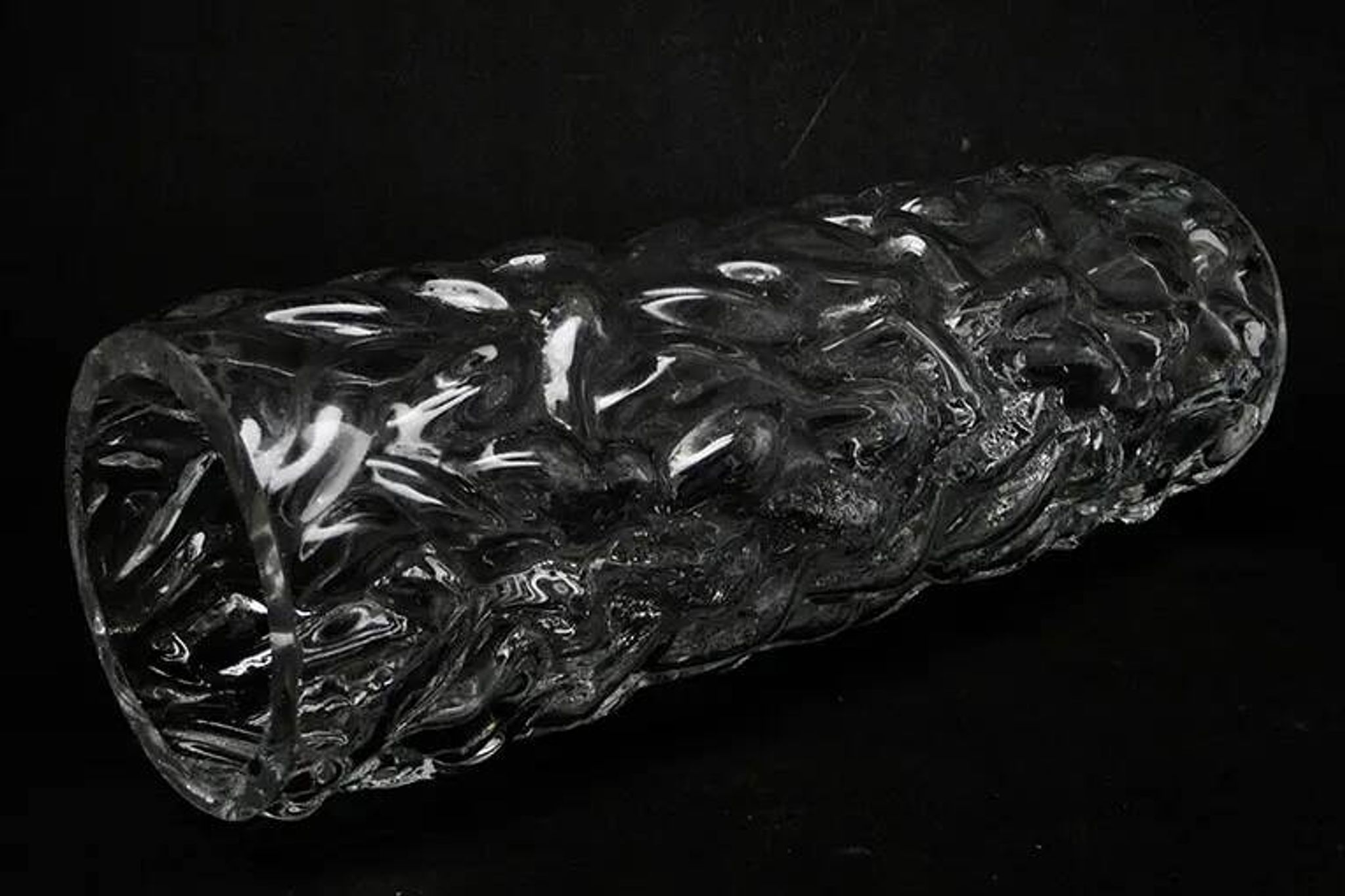 Pieniek vase, grey glass, Huta Hortensja, Poland, 1970s