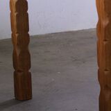 Vintage Danish brutalist oval extendable oak dining table in the style of Henning Kjærnulf, 1960s