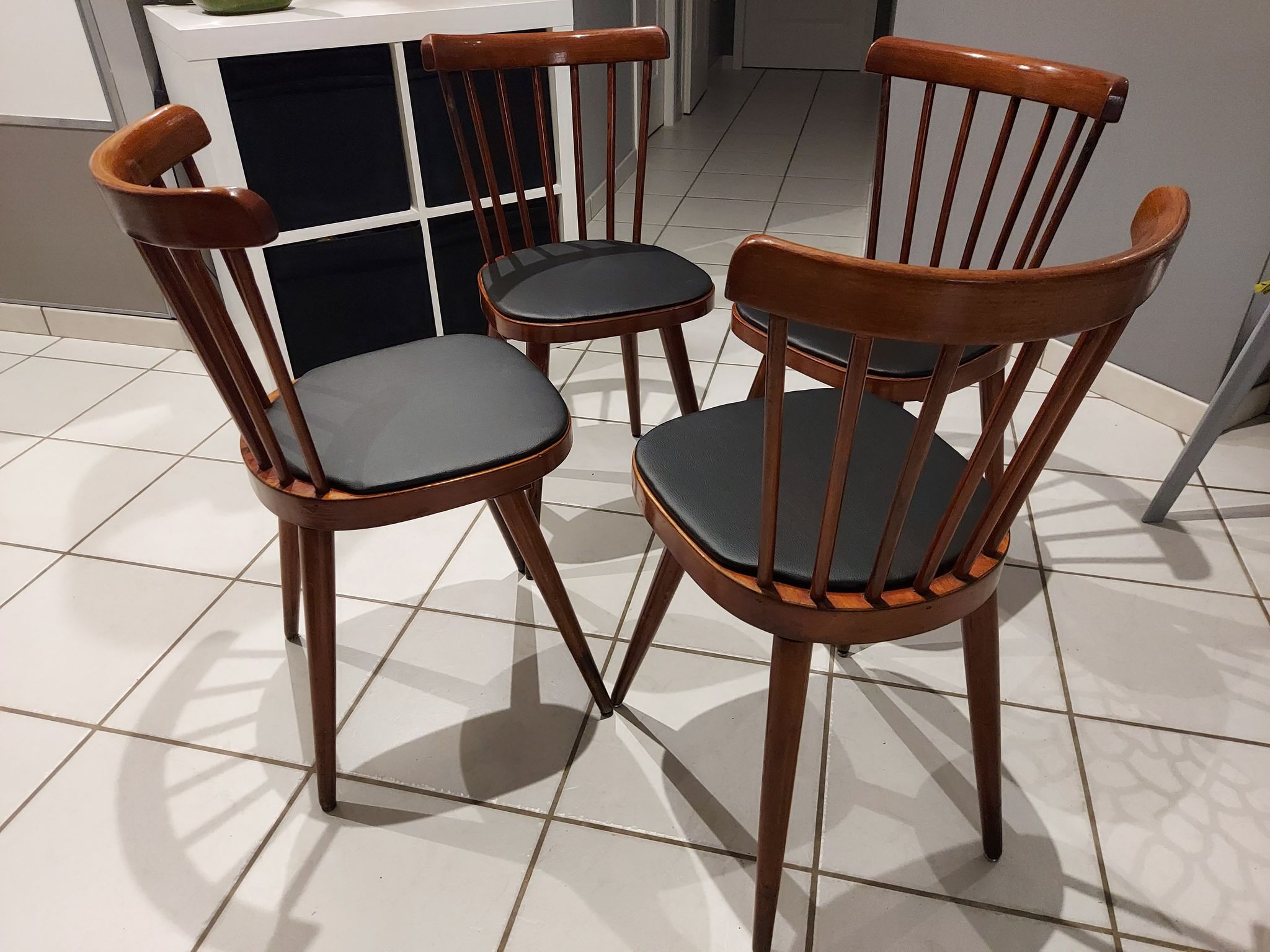 Set of 4 chairs of Bistrot Baumann model 740V, 1960