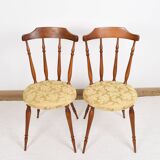 Pair of chairs in turned wood and fabric, vintage, dating from 1960.