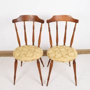 Pair of chairs in turned wood and fabric, vintage, dating from 1960.