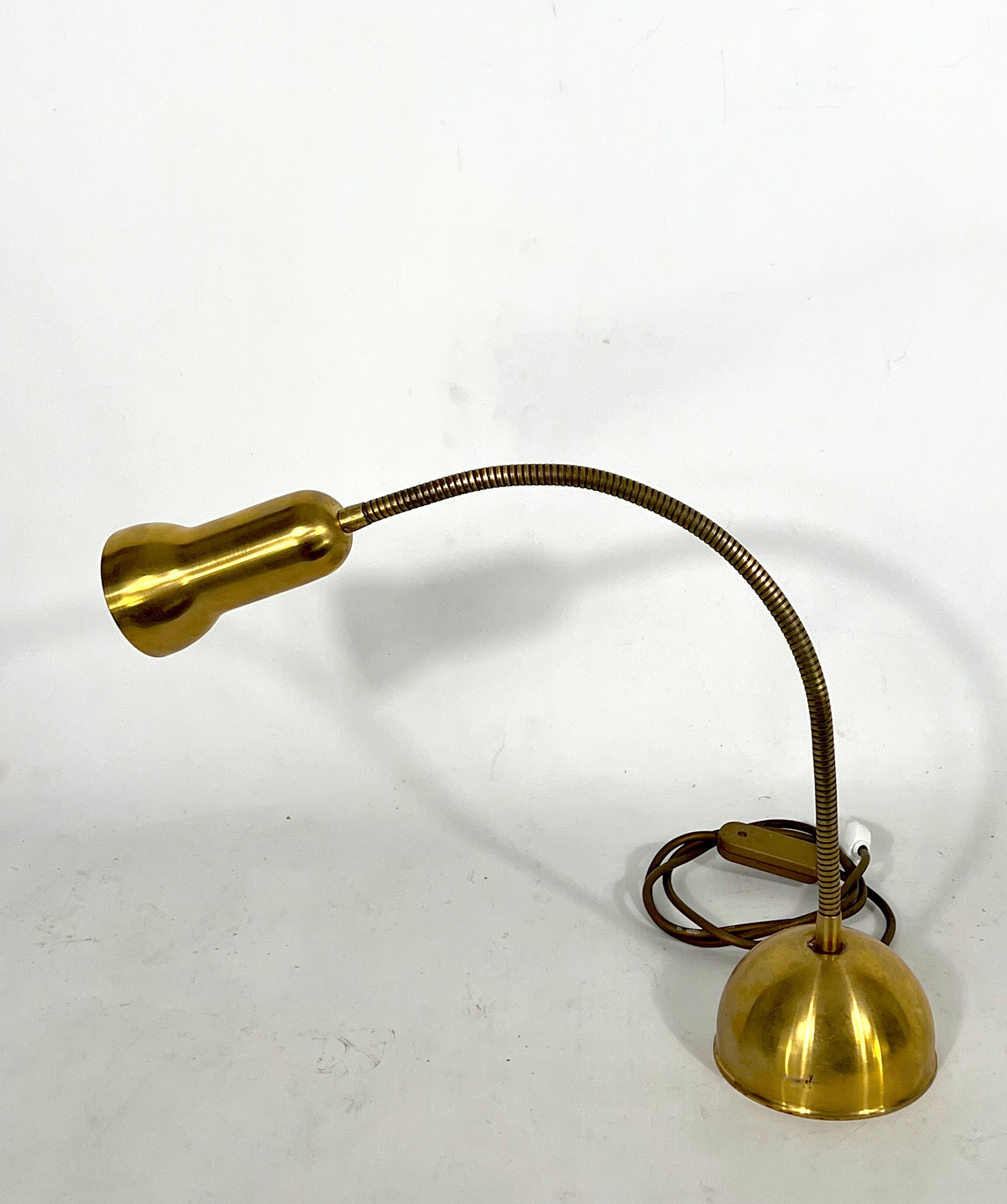 Vintage Italian adjustable brass table lamp from 60s