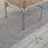 Vintage coffee table chrome and smoked glass