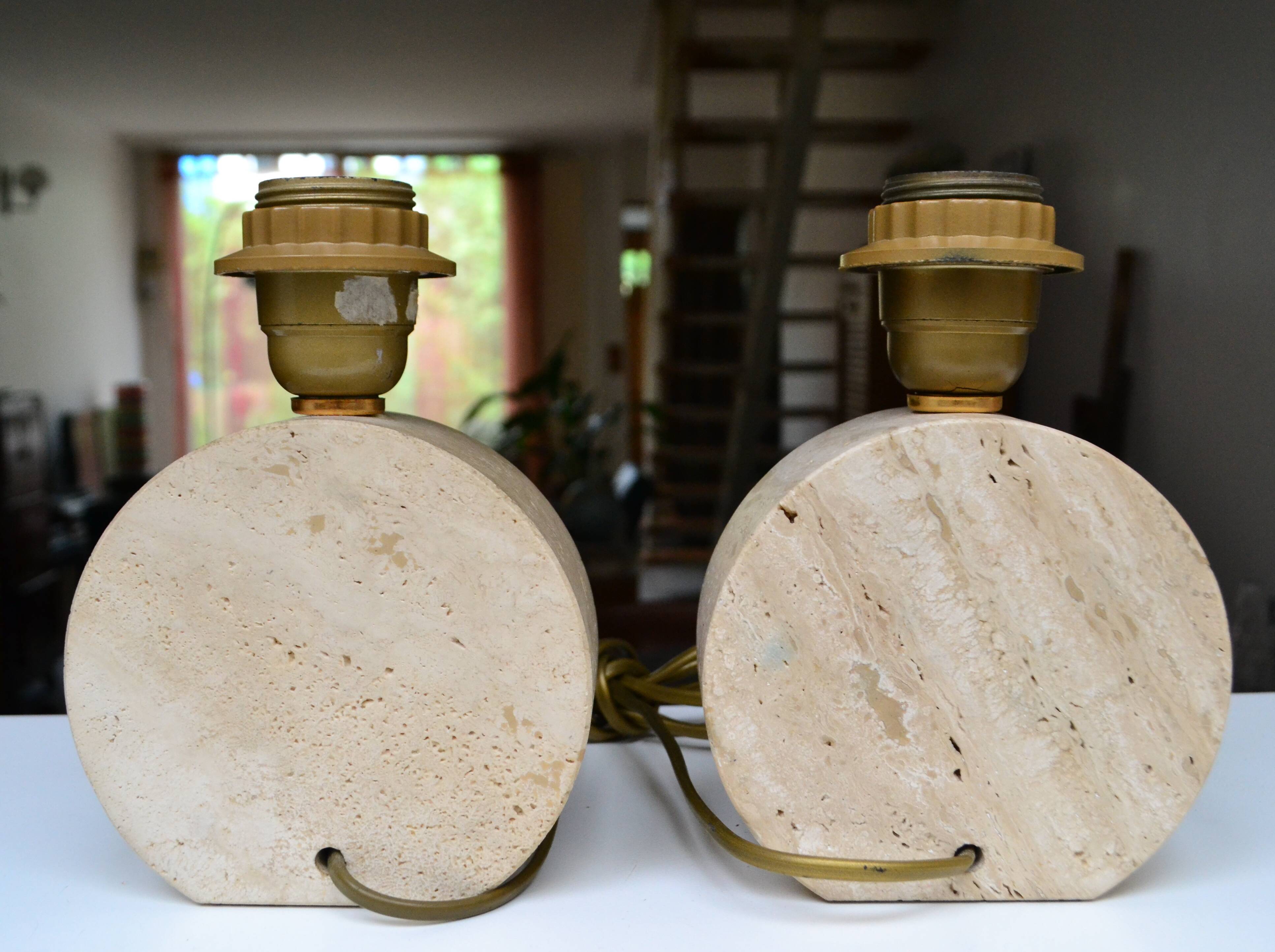 Paire de lampes en travertin années 70